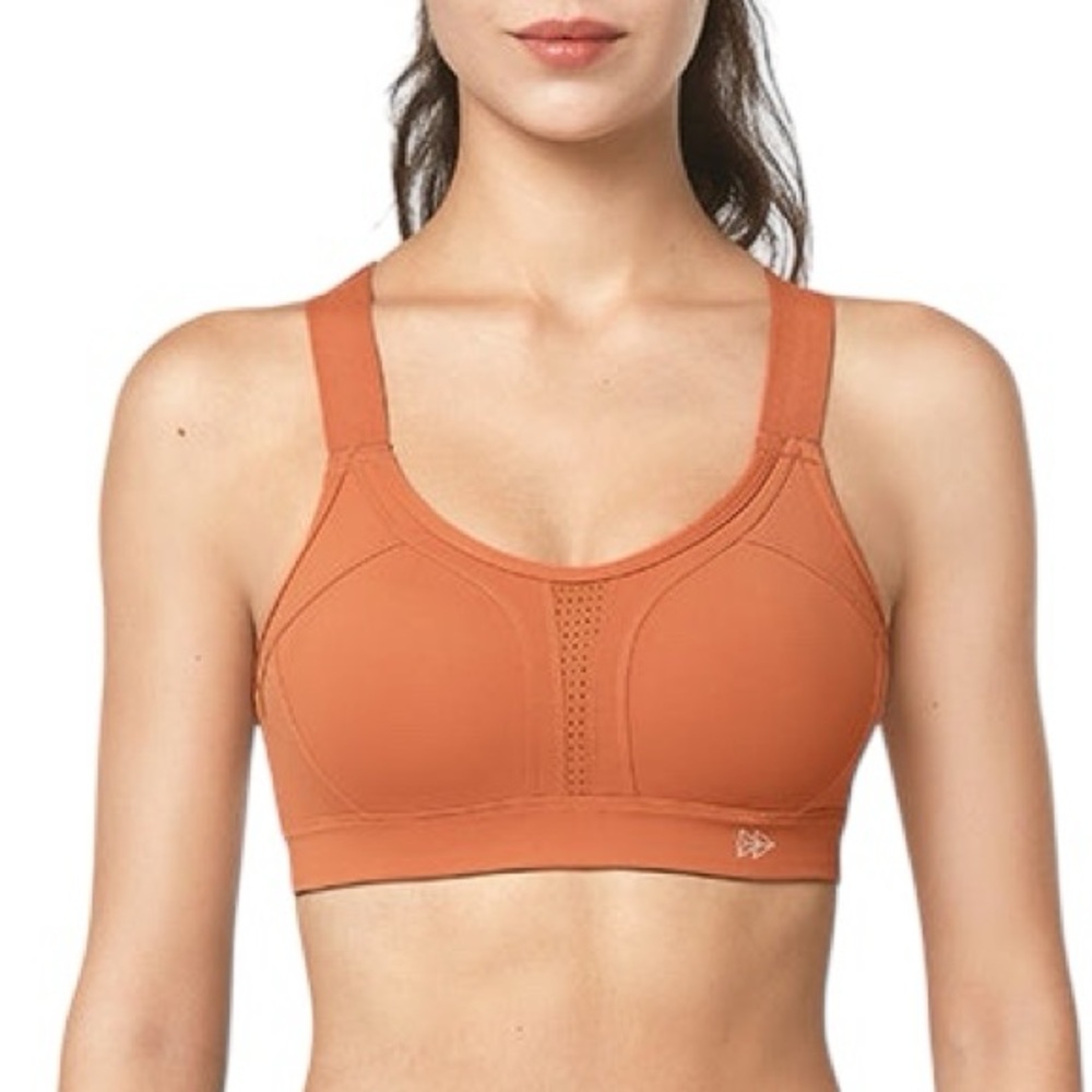YVETTE women’s orange high impact cross cross adjustable sports bra size 2XL NWT